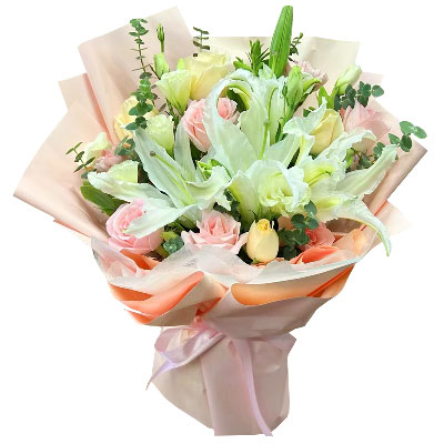 呼和浩特10朵玫瑰百合混搭，爱是难忘时刻